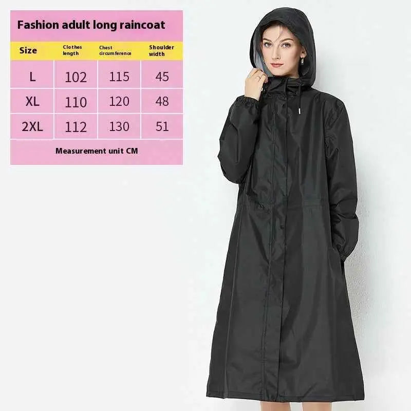 Black sleek lightweight fashion trench raincoat with hood long sleeves and front button closure for adults Black 2002