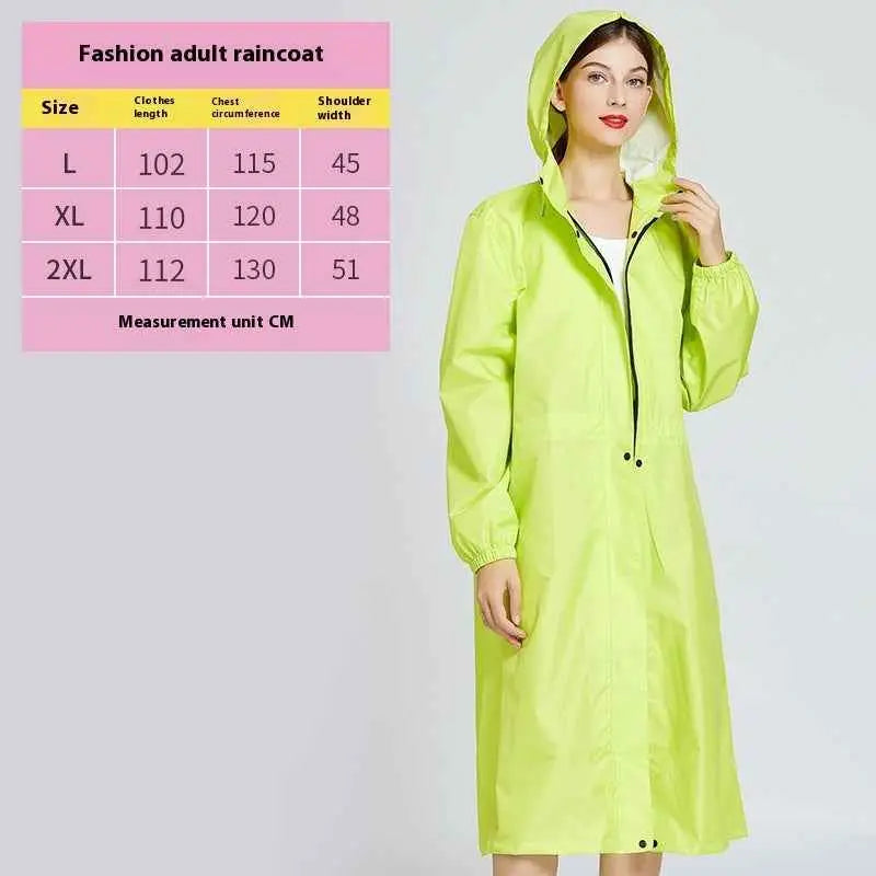 Bright lime green lightweight fashion trench raincoat with long sleeves hood and front zipper for adults Fluorescent Green 2002