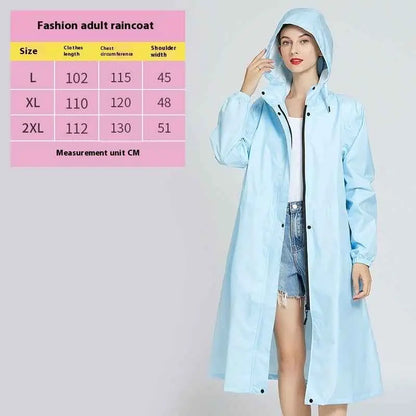 Light blue lightweight fashion trench raincoat with long sleeves hood and black zipper for stylish weather protection Light Blue 2002