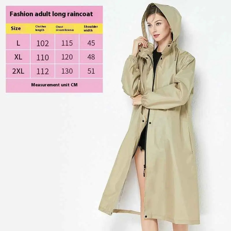 Beige long-sleeved hooded lightweight fashion trench raincoat with front zipper and button details Light Khaki 2002