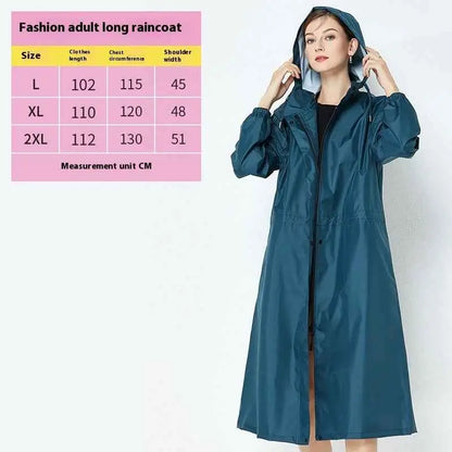 Teal lightweight fashion trench raincoat with hood long sleeves front zipper and elastic cuffs for rainy weather Ocean Blue 2002