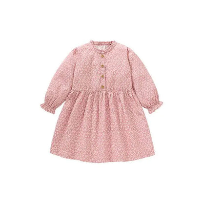 Little maven girls cotton princess dress pink floral long sleeves gathered waist delicate cotton princess dress