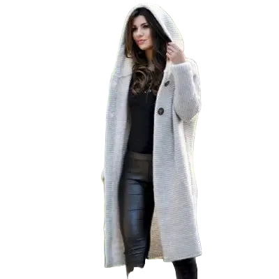 Loose Knit Hooded Cardigan Jacket | 100% Cotton Street Style Sweater - loose knit, street style, knit hooded, hooded