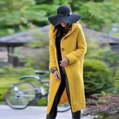 Loose Knit Hooded Cardigan Jacket | 100% Cotton Street Style Sweater - Yellow / 4XL - loose knit, street style, knit Yellow