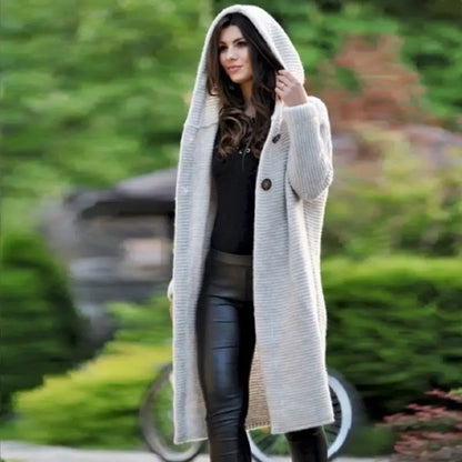 Loose Knit Hooded Cardigan Jacket | 100% Cotton Street Style Sweater - Beige / 3XL - loose knit, street style, knit Beige