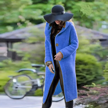Loose Knit Hooded Cardigan Jacket | 100% Cotton Street Style Sweater - Blue / 3XL - loose knit, street style, knit Blue