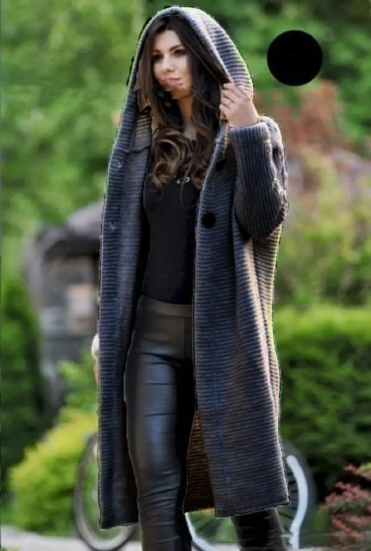 Loose Knit Hooded Cardigan Jacket | 100% Cotton Street Style Sweater - Dark grey / 3XL - loose knit, street style, knit Dark grey