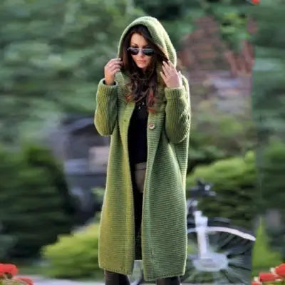 Loose Knit Hooded Cardigan Jacket | 100% Cotton Street Style Sweater - Green / 4XL - loose knit, street style, knit Green