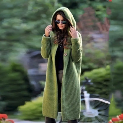 Loose Knit Hooded Cardigan Jacket | 100% Cotton Street Style Sweater - Green / 3XL - loose knit, street style, knit Green