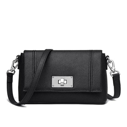 Genuine Leather Sling Bag | Cowhide Crossbody Handbag - Black - sling bag, leather crossbody, sling, genuine Black