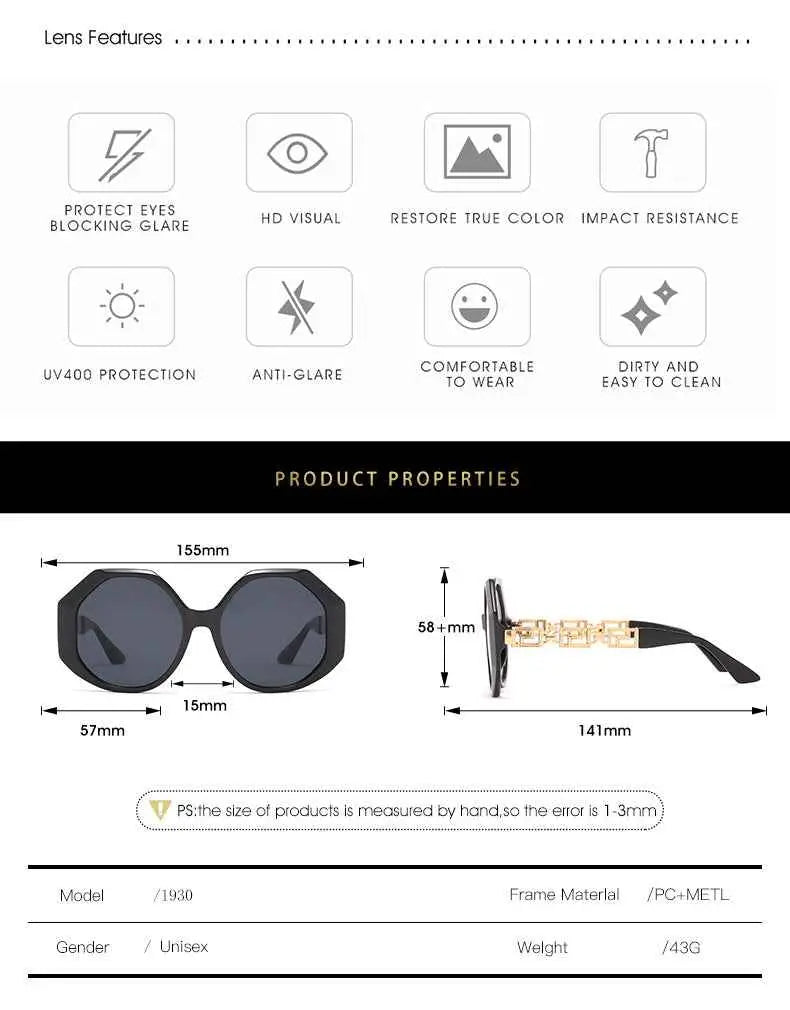 Oversized polygonal designer sunglasses with black and gold octagonal frames and a sleek modern design from trend den