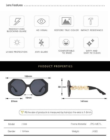 Oversized polygonal designer sunglasses with black and gold octagonal frames and a sleek modern design from trend den