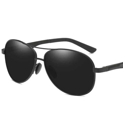 Black aviator driving sunglasses with polarized uv400 dark mirrored lenses and sleek metal frame from trend den 1style