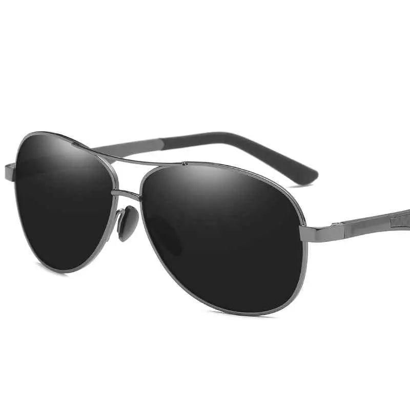 Dark gray metal frame driving sunglasses with polarized uv400 black mirrored lenses from trend den 2style