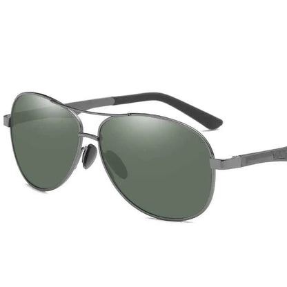 Dark gray metal frame driving sunglasses with polarized uv400 green mirrored lenses from trend den 5style