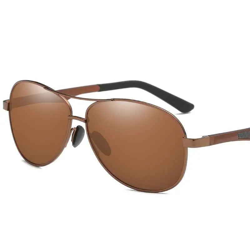 Brown metal frame driving sunglasses with polarized uv400 mirrored lenses from trend den 7style