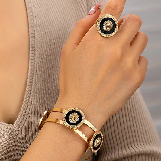 Retro Lion’s Head Jewellery Suite - lion’s head, ring set, trend den, south africa, retro head