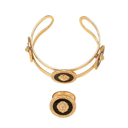Retro Lion’s Head Jewellery Suite - lion’s head, ring set, trend den, south africa, retro head