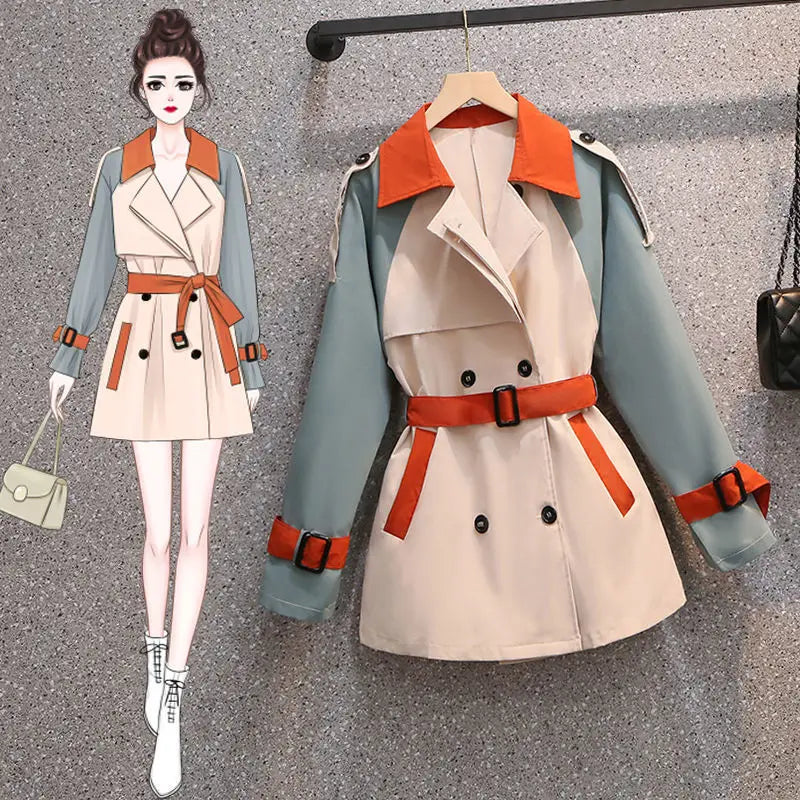 British Style Short Trench Coat | Flutter Sleeve Slim-Fit Jacket [Lined] - 7458 / L - british style, short trench, 7458 Short Trench Coat