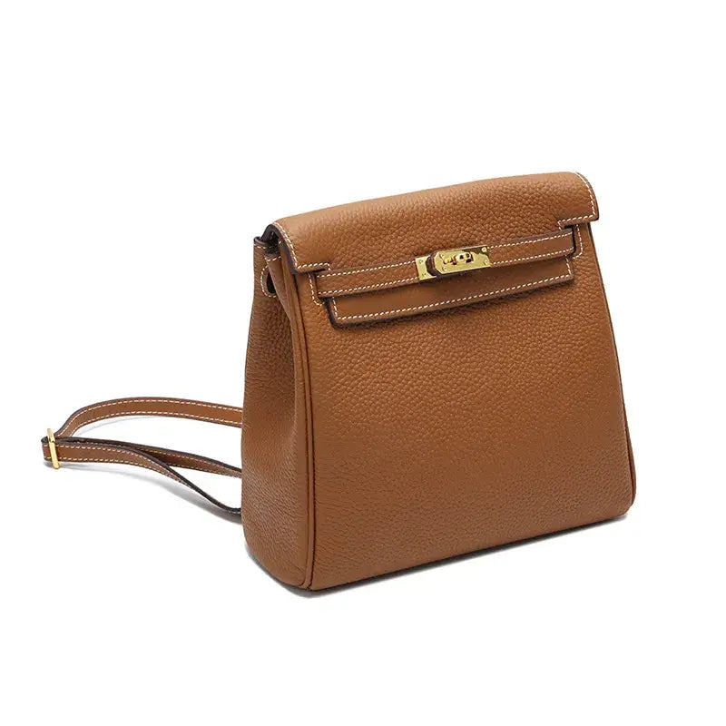 Top-Layer Cowhide Convertible Backpack | Locked Leather Handbag - convertible backpack, leather handbag, cowhide