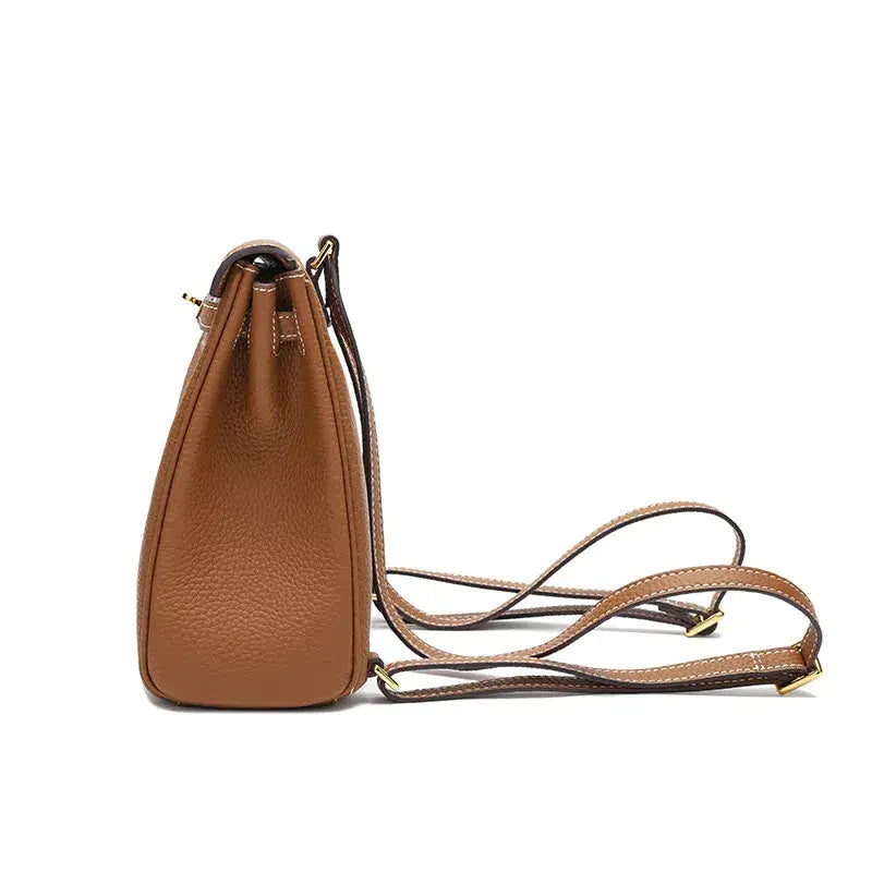 Top-Layer Cowhide Convertible Backpack | Locked Leather Handbag - convertible backpack, leather handbag, cowhide