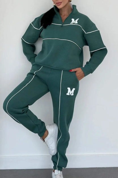 Baggy Pullover Sweatshirt & Fashion Sweatpants Set - Green / L - pullover sweatshirt, fashion sweatpants, hoodless Green