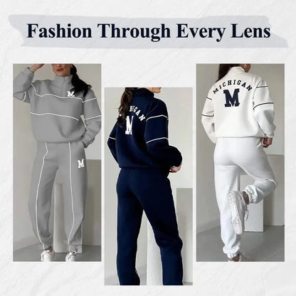 Baggy Pullover Sweatshirt & Fashion Sweatpants Set - pullover sweatshirt, fashion sweatpants, hoodless pullover, trend