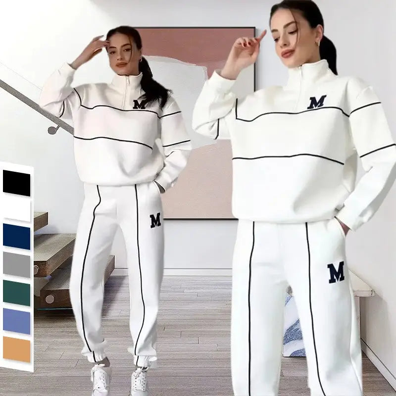 Baggy Pullover Sweatshirt & Fashion Sweatpants Set - pullover sweatshirt, fashion sweatpants, hoodless pullover, trend