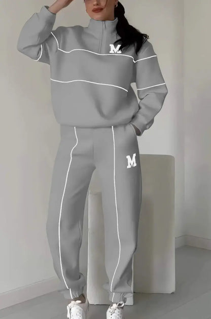 Baggy Pullover Sweatshirt & Fashion Sweatpants Set - Gray / L - pullover sweatshirt, fashion sweatpants, hoodless Gray