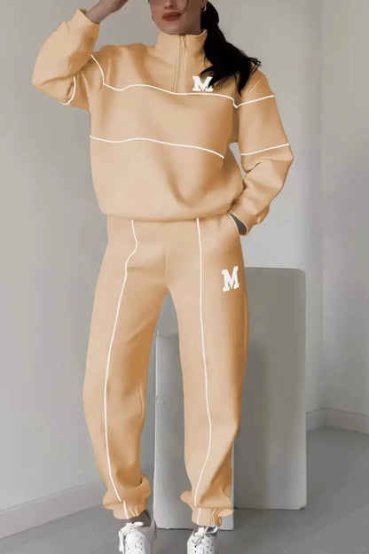 Baggy Pullover Sweatshirt & Fashion Sweatpants Set - Orange / L - pullover sweatshirt, fashion sweatpants, hoodless Orange