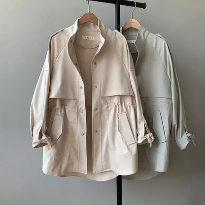 Loose Slimming Trench Coat | Medium Length Straight-Cut Jacket - slimming trench, trench coat, loose slimming, south