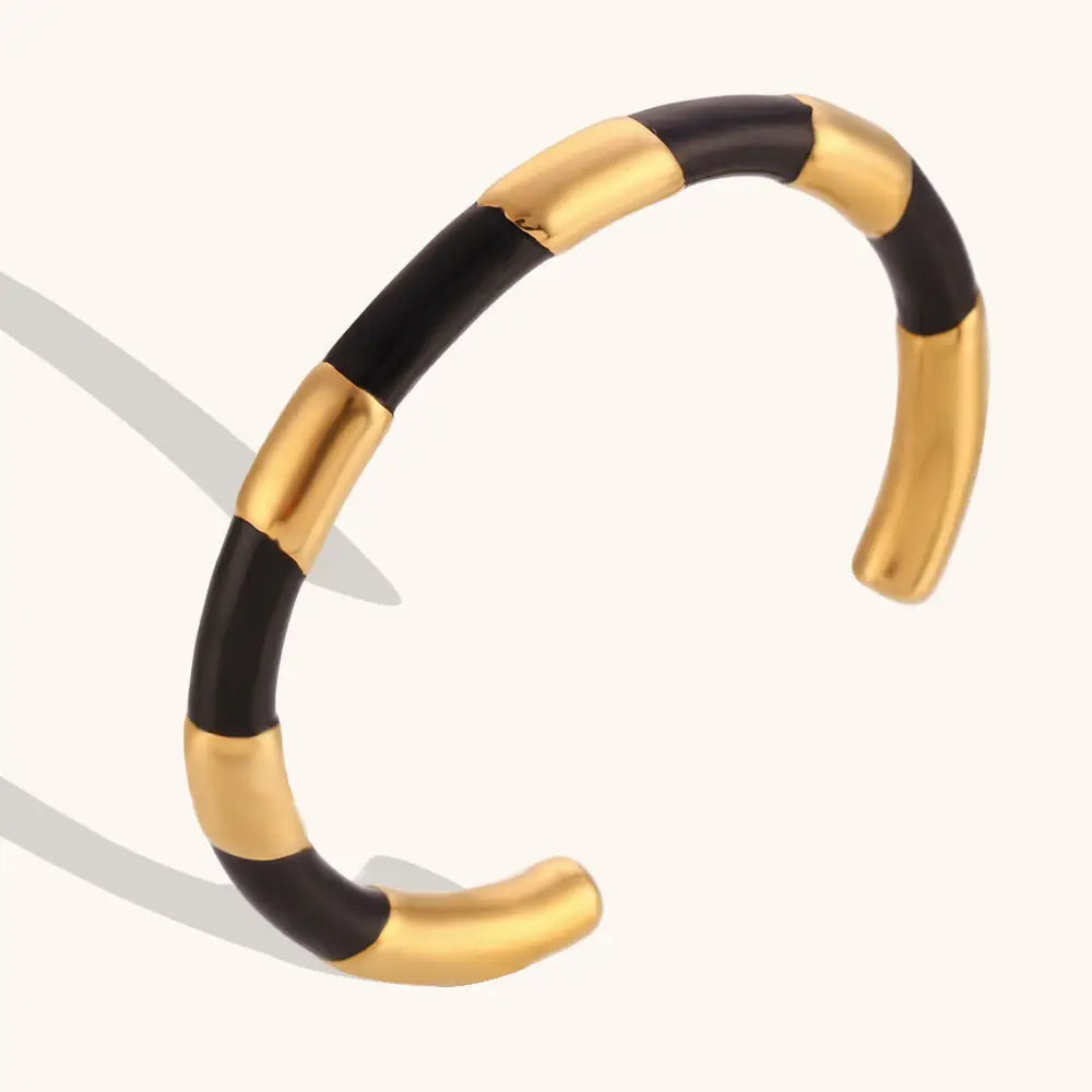 18K Gold Segmented Drip Bracelet | Stainless Steel Open Solid Bangle - stainless steel, segmented drip, drip bracelet,