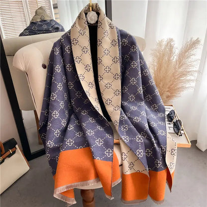 Thickened Double-Sided Cashmere-Feel Scarf | Tassel Edge Wrap - Blue - imitation cashmere, south african, africa, Blue