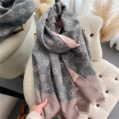 Thickened Double-Sided Cashmere-Feel Scarf | Tassel Edge Wrap - Grey pink - imitation cashmere, south african, africa, Grey