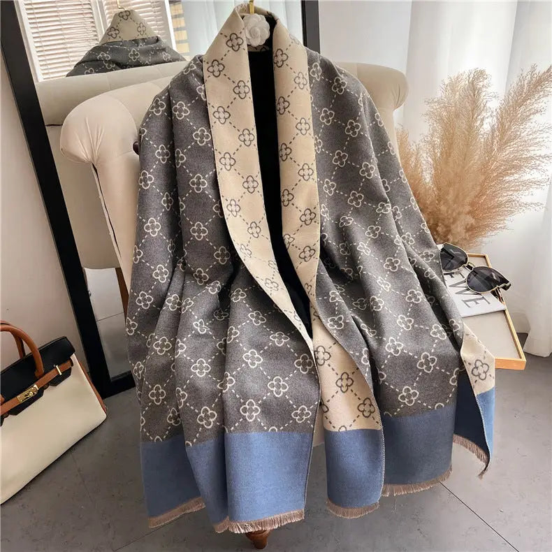Thickened Double-Sided Cashmere-Feel Scarf | Tassel Edge Wrap - Grey - imitation cashmere, south african, africa, Grey