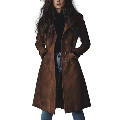 Western Style Long Trench Coat | Elegant British Commuter Windbreaker - trench coat, long trench, western style long,