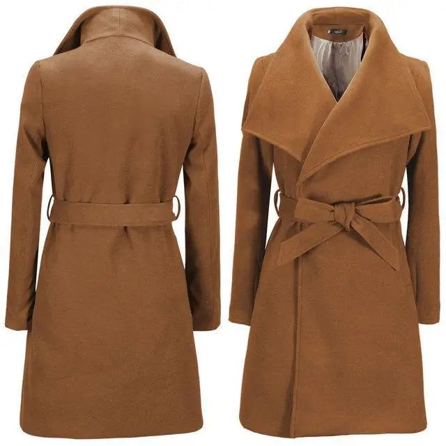 Waist-Type Woolen Coat Jacket | Lengthened Urban Casual Dress - Khaki / L - urban casual, woolen coat, waist-type coat Khaki