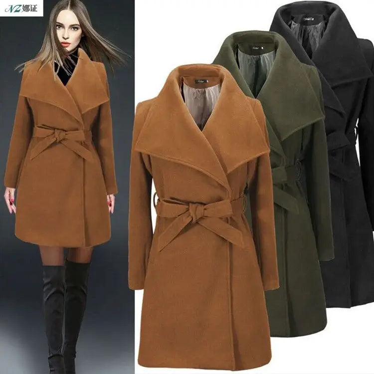 Waist-Type Woolen Coat Jacket | Lengthened Urban Casual Dress - urban casual, woolen coat, waist-type coat jacket,