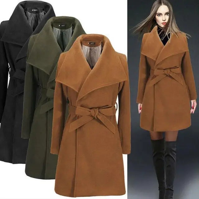 Waist-Type Woolen Coat Jacket | Lengthened Urban Casual Dress - urban casual, woolen coat, waist-type coat jacket,